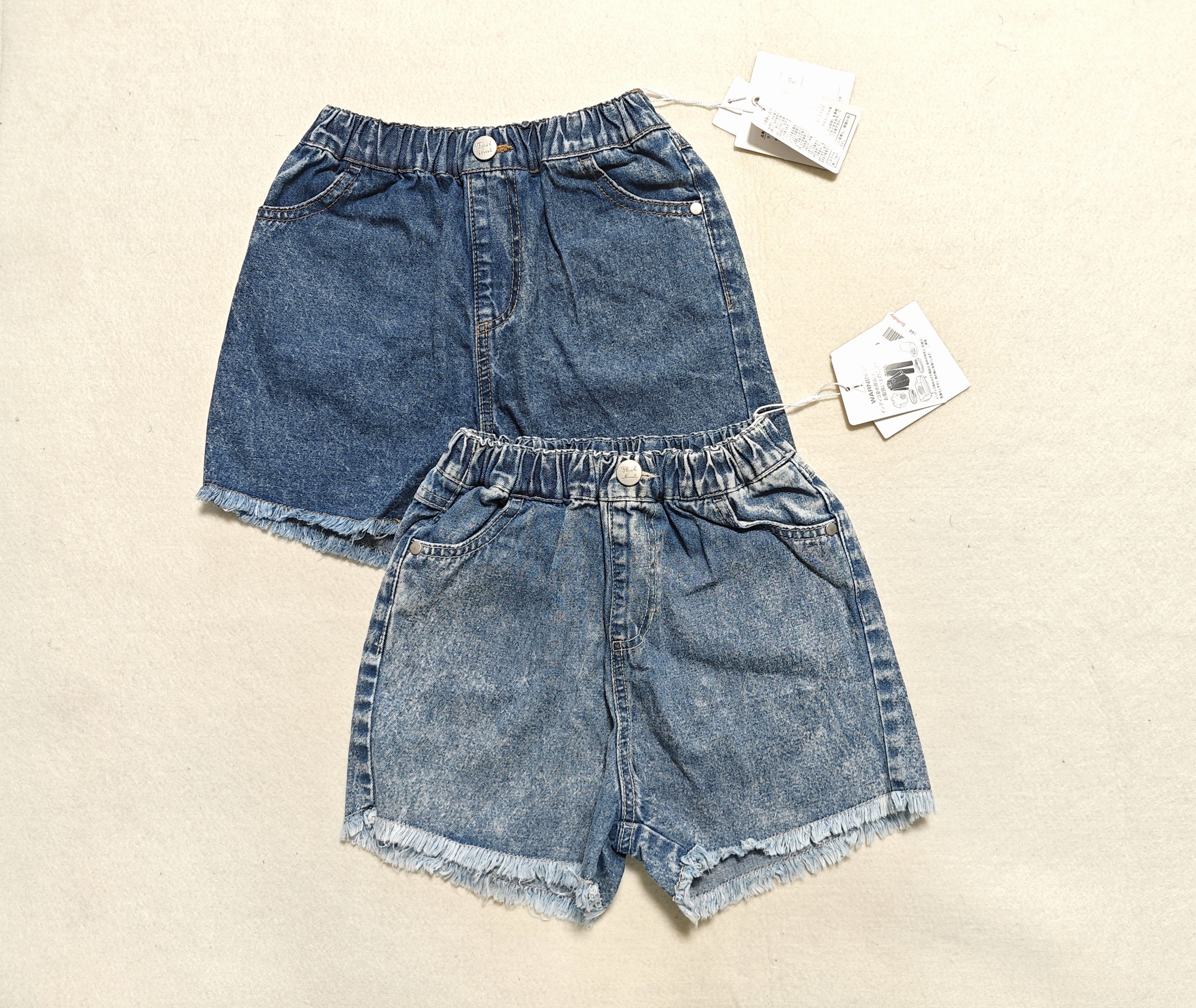 110-120 日单 BC 女童纯棉流苏边牛仔短裤日本原单外贸童装