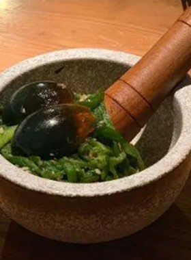 包邮湘菜新擂钵擂皮蛋茄子擂辣椒新式圆擂钵碗捣蒜擂香根钵送木锤