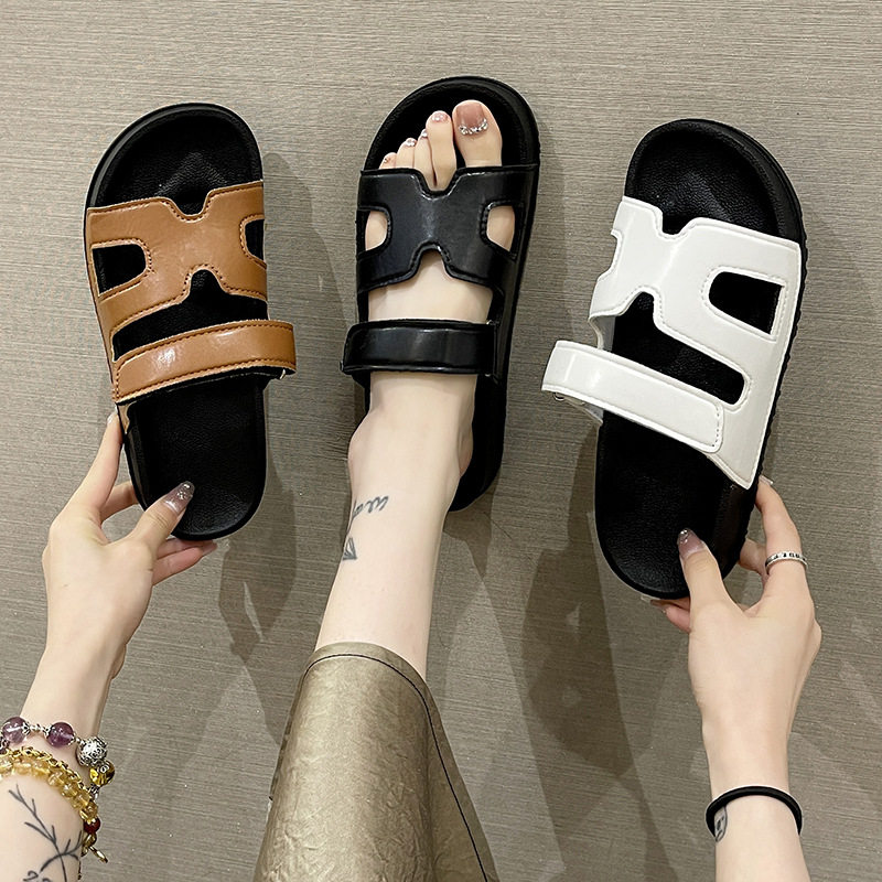 夏季新款拖鞋女外穿休闲平底一字魔术贴时尚大码拼色网红沙滩凉拖,居家布艺,居家凉拖/凉鞋,淘宝优惠券,粉丝福利购,淘宝优惠卷