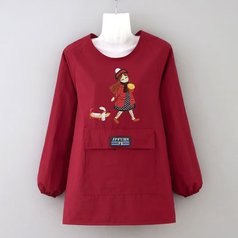 长袖时尚家用透气厨房做饭防油围裙可爱漂亮耐磨小个子工作服罩衣