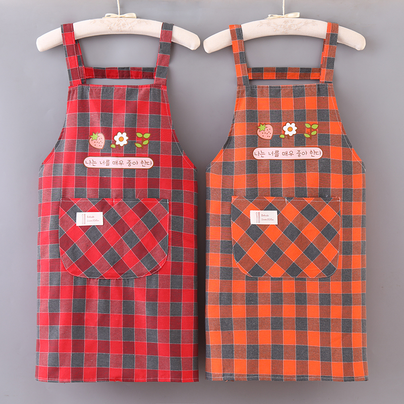 背带围裙女家用厨房漂亮透气棉布防污成人干活上班耐脏无袖工作服