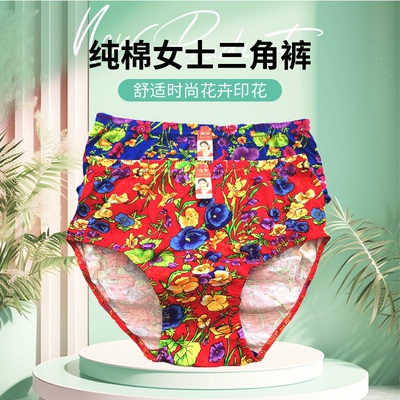 韩版棉线女士植物花卉印花三角裤