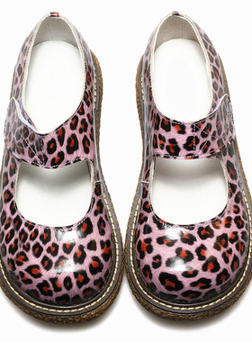 全款豹纹【灰姑娘】Lolita大头鞋21do原创设计牛皮单鞋纯皮1751