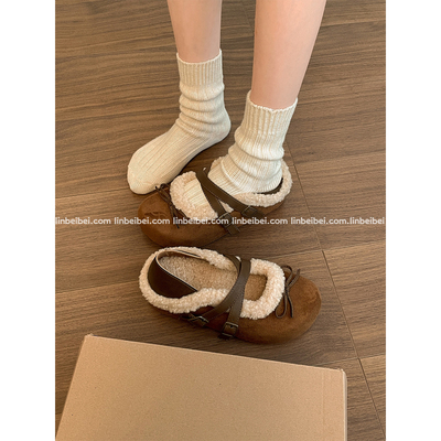 林北北厚底棉鞋女冬季复古