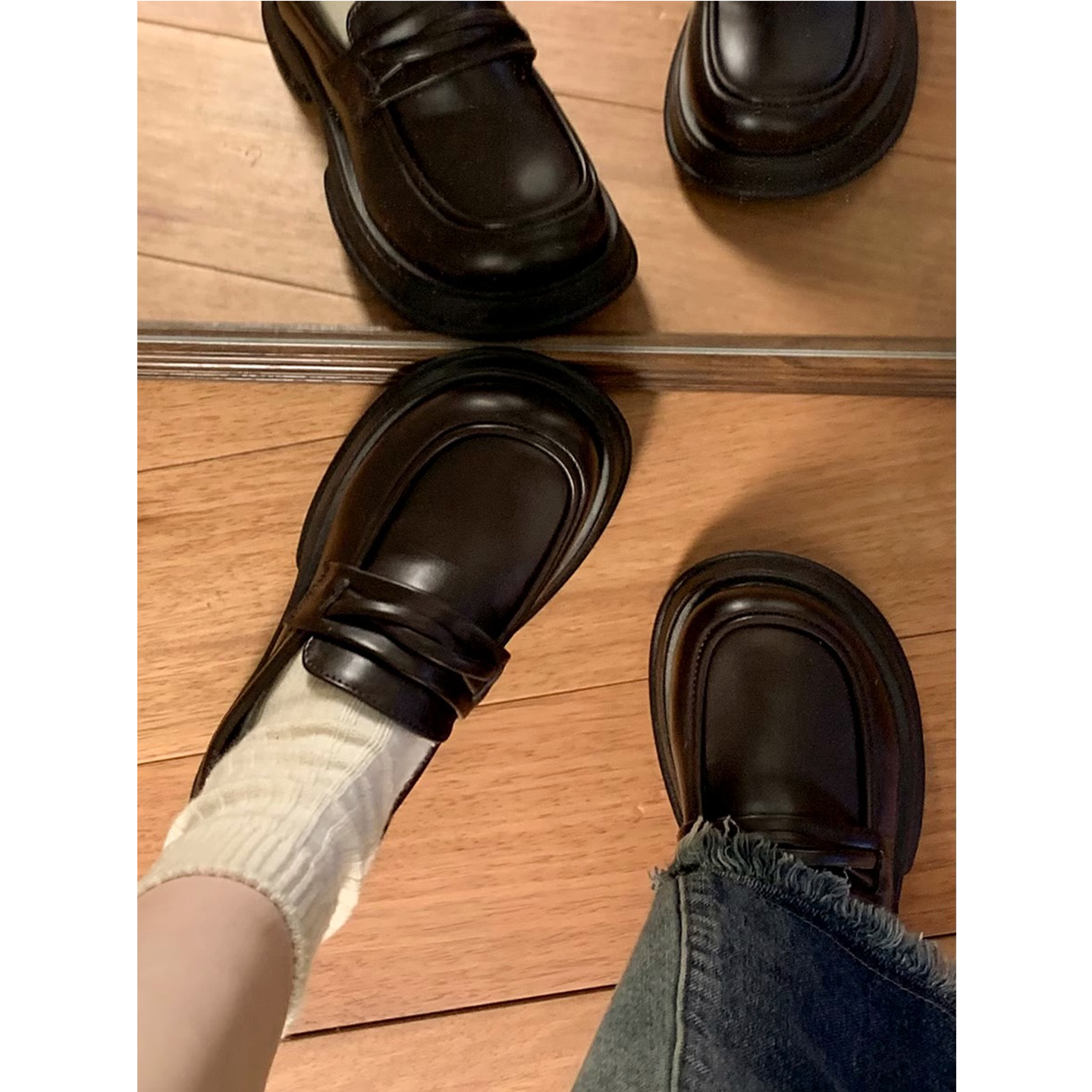 林北北增高厚底加绒一脚蹬女鞋