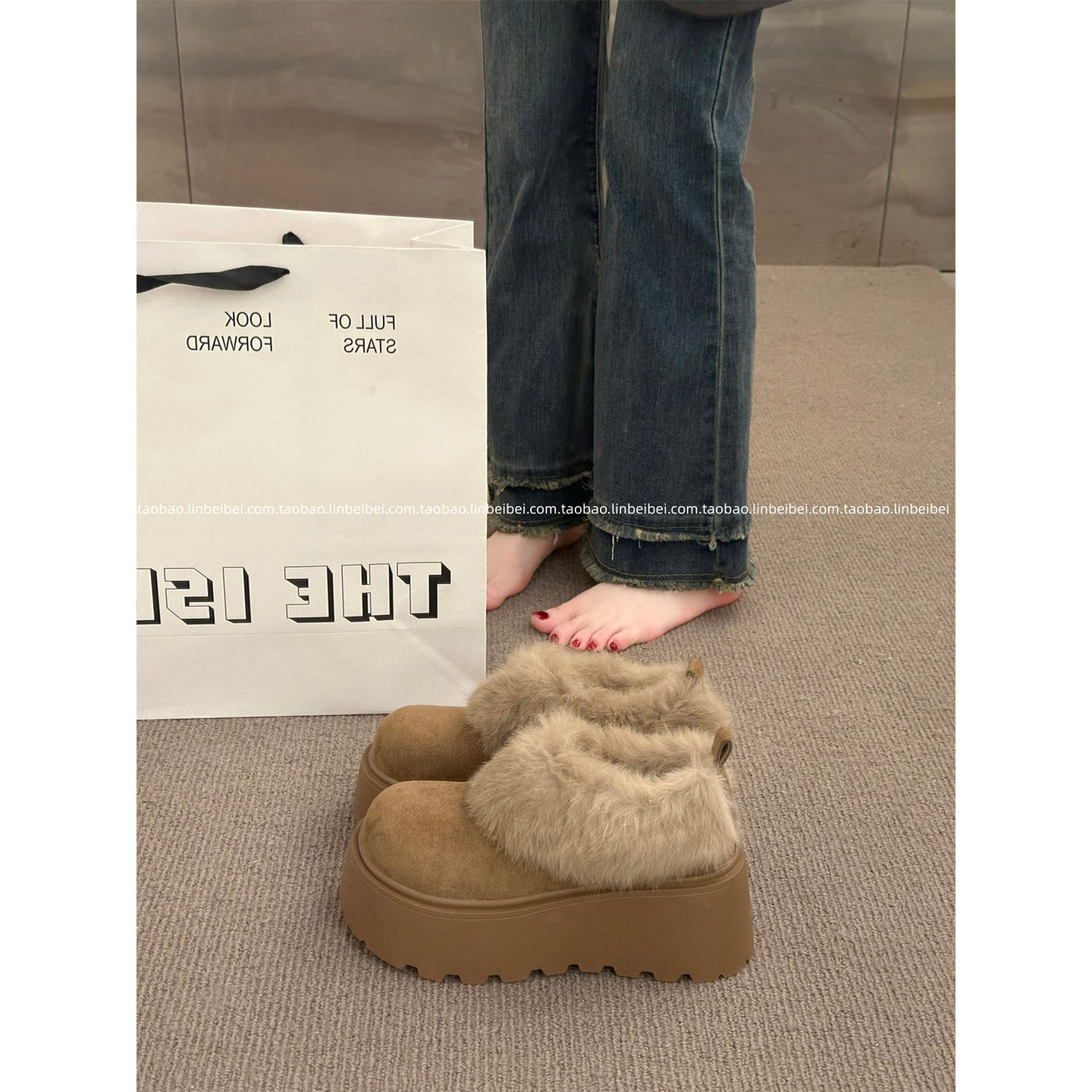 林北北厚底复古棉鞋勃肯鞋女