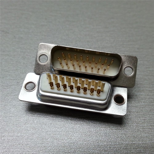 冲针4.0 版镀金足3U 三排D-SUB26Pin焊线公插头连接器矩形D型26针