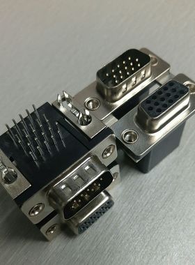 串口插座 双层VGA 上母下公 HDR15PIN弯针插板铆铜合金 L=15.88