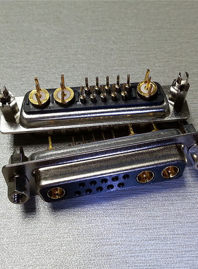 黑色d-sub13W3射频母座混装D型10+3高频同轴直插式焊板母头接插件