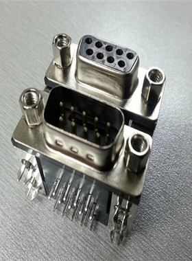 优联康双层D-SUB9公对9母插座连接器 上下螺丝孔间距15.88或19.05