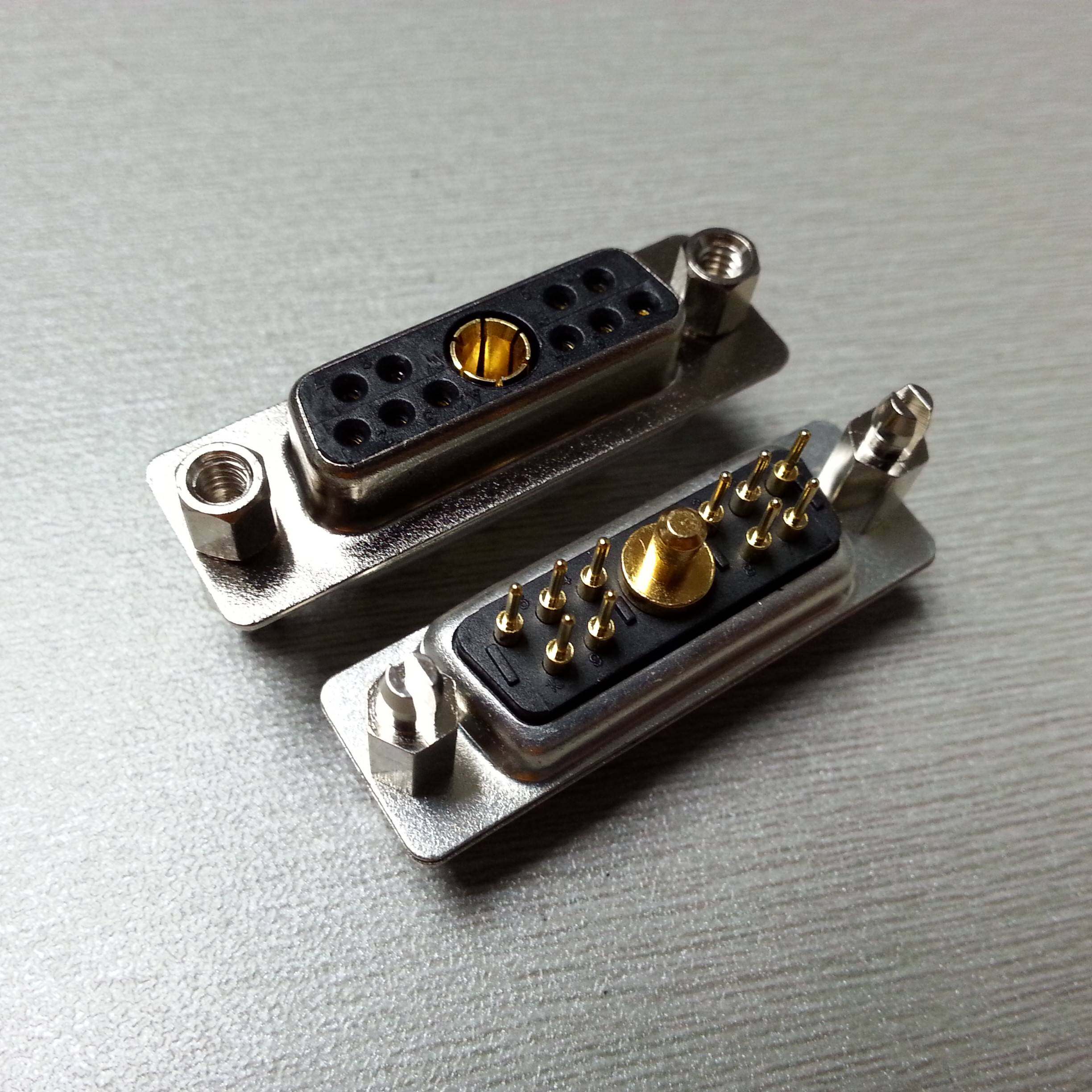 优质大电流D-SUB11W1直插式母座连接器D型带鱼叉铆锁接插件重载型