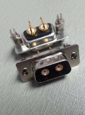 黑色D型医疗设备连接器射频直插2W2公头插座D-SUB2针同轴插头镀金