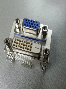 优质双层矩形连接器上VGA15P蓝色母座下DVI24+1白色母座 电脑接口