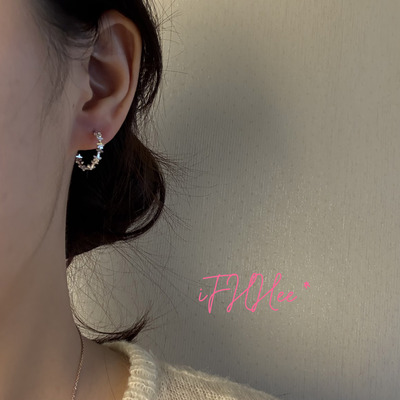 iFHHee  “满园小花”原创设计 通体925 日常小圆环 耳环
