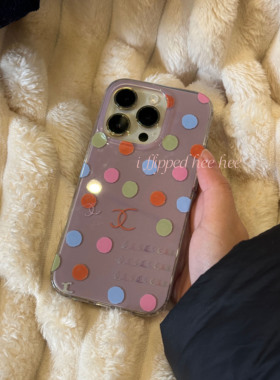 iFHHee 藕灰彩色波点小香 ch@nel remake 原创设计双层imd手机壳