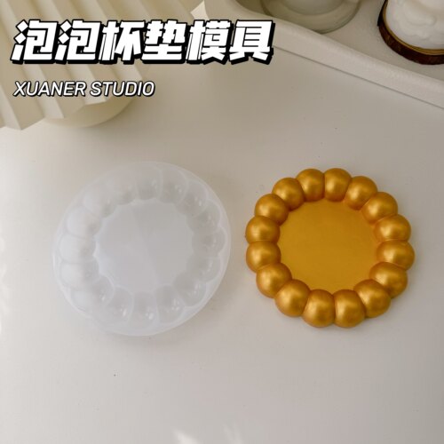 璇儿手作香薰石膏可爱泡泡托盘杯垫模具滴胶石膏亮面硅胶模具