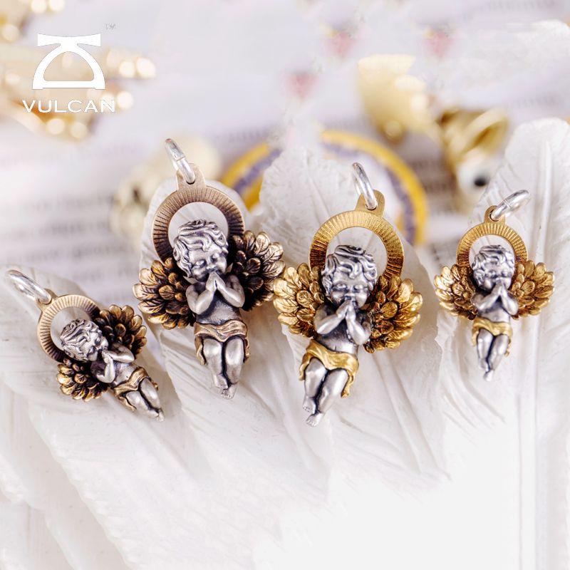 个性天使项链伏尔甘银金吊坠耳钉