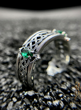 绿宝石戒指夜曲925银护身符情侣