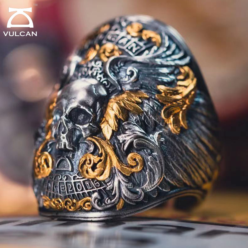 食肉者伏尔甘地狱天使系列戒指环925银金个性饰品复古收藏礼物