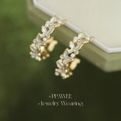 莫奈漫蝶 气质蓝绿色蝴蝶耳钉独特仙气圆圈耳环夏天C型耳饰女 法式