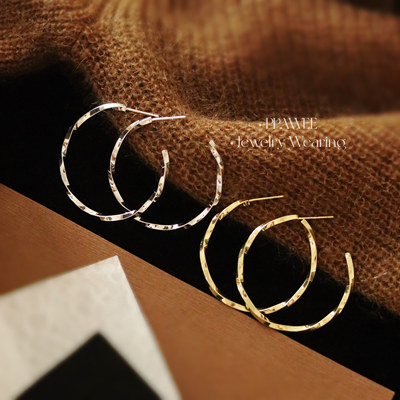 鎏金星河|简约纽纹金属大圆圈耳环女高级感素圈耳饰夸张秋冬耳钉