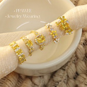 复古珐琅开口锆石戒指女轻奢高级感 招米米法式 鎏金蜜糖 黄钻系列