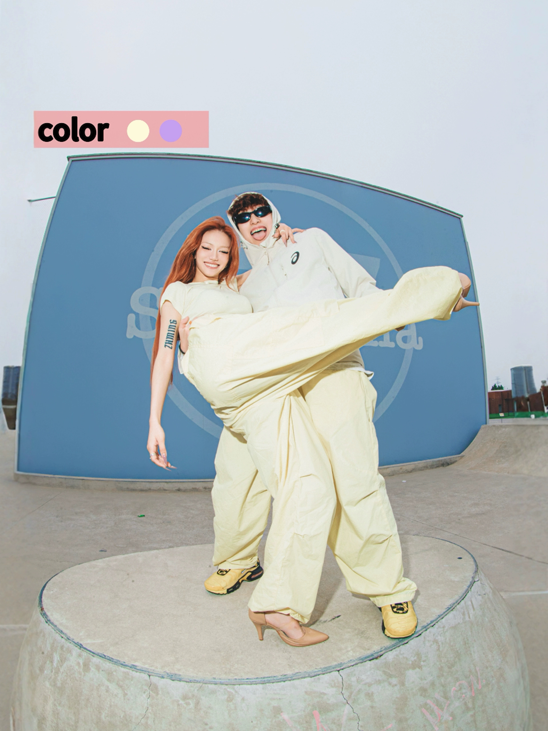 HoneYmoon春夏紫黄两色伞兵运动休闲裤透气薄款荭荭驴子原创同款