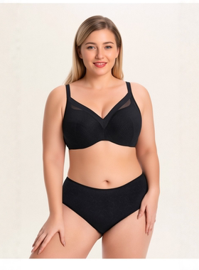 833#薄款全罩杯洞洞杯软钢圈聚拢大码大胸女文胸套装75-95CDEFGHI