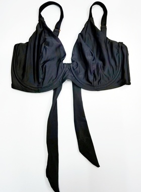 #819欧美外贸超薄大杯有钢圈显小女士大胸黑比基尼泳衣65-85EFGHI