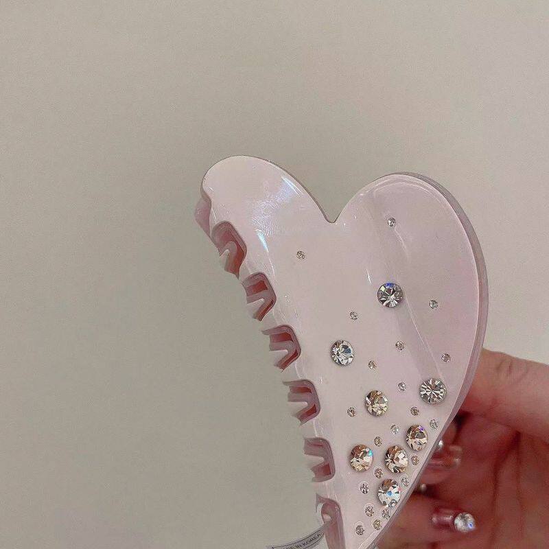 水钻粉色爱心发夹鲨鱼夹抓夹