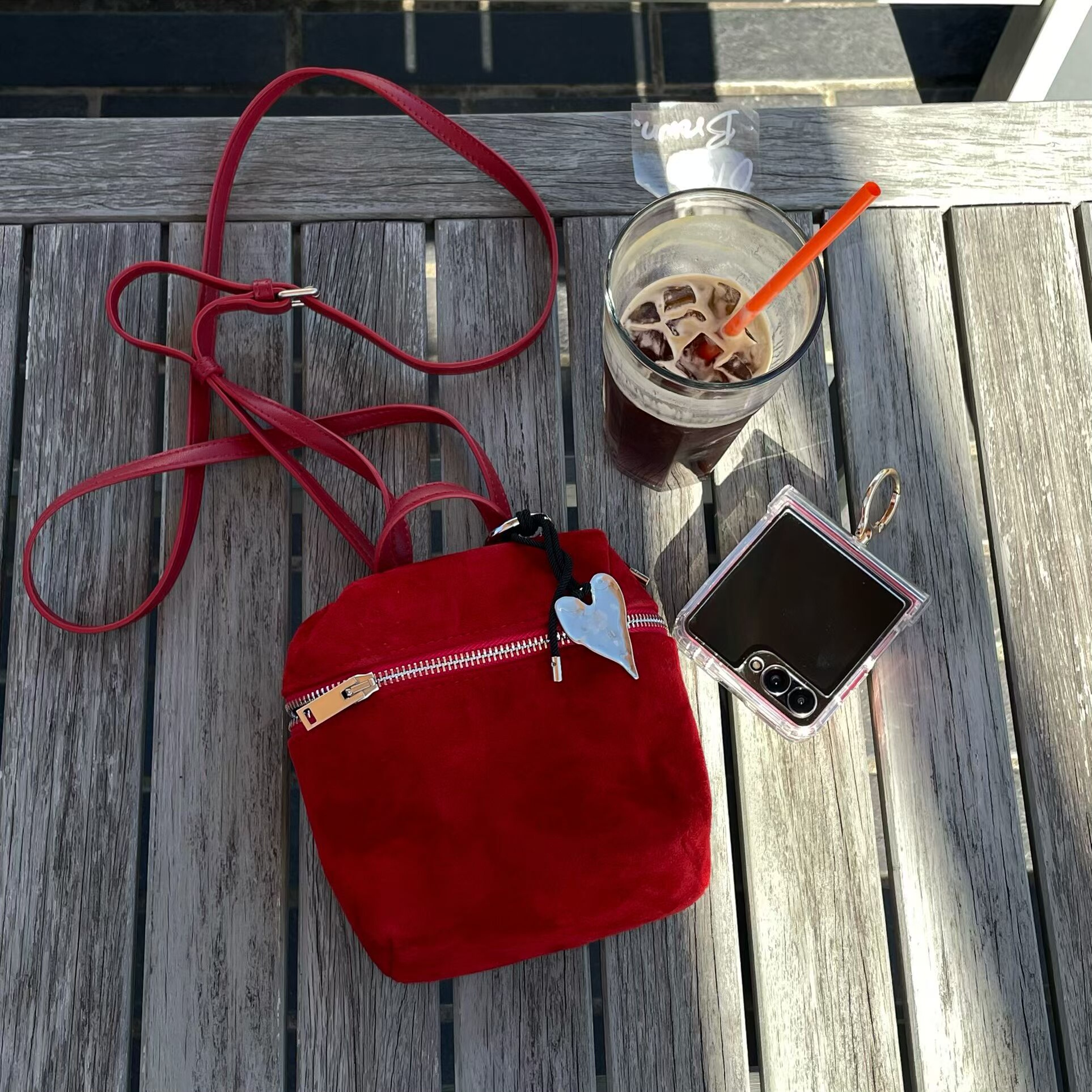 韩国东大门Trois de LEI新款红色鹿皮经典多种背法小包小红包女包