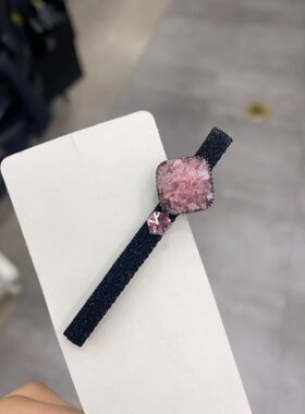韩国发饰品新款S家立方水钻粉色美式复古高级感鸭嘴夹侧边夹发夹