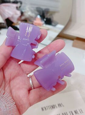 韩国东大门新款紫色亚克力蝴蝶结小号抓夹刘海夹可爱发夹发饰品女