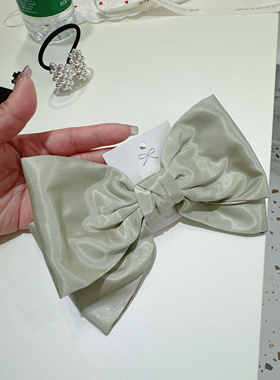 韩国东大门新款绿色大蝴蝶结韩系后脑勺钢夹甜美弹簧夹发夹发饰品