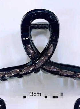 韩国新款高级感紫色水钻闪亮大号气质简约百搭发夹13cm抓夹鲨鱼夹