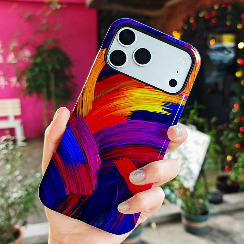 苹果手机17pro二合一软硬寓意iPhone16手机壳保护套软壳防摔华为小米VIVO红米OPPO色彩油画潮流硅胶磨砂壳