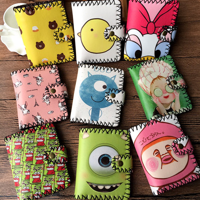 女士小钱包 短款个性钱包女学生复古韩版软妹涂鸦可爱搞怪小钱夹