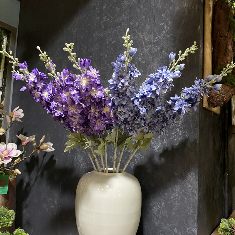 仿真2叉风信子蓝色系婚庆花艺飞燕草样板房店面橱窗装饰软装摆件