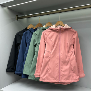 防风防水加绒休闲连帽夹克外套 春季 出口北美 立体剪裁外贸女装