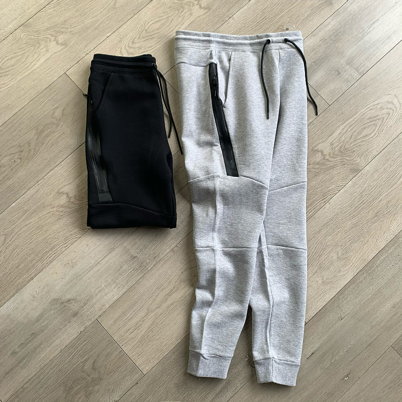 弹力压胶拉链空气层棉休闲运动裤男士束脚慢跑休闲长裤805163