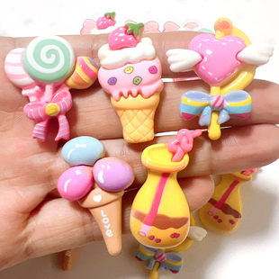 新款亮面甜品棒棒糖diy手机壳树脂雪糕棒冰冰激凌甜筒树脂配件DIY