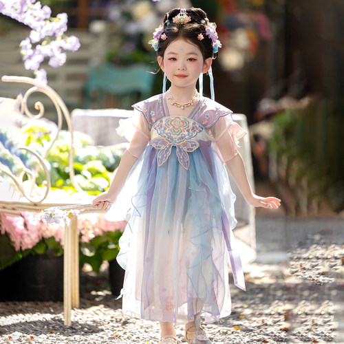 汉服女童2026夏季儿童高端仙气国风飘逸公主连衣裙女孩薄款礼服裙