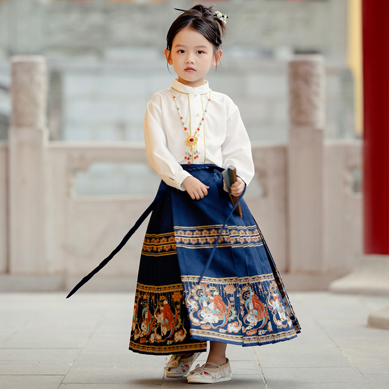 汉服女童春秋2024新款儿童中国风新中式马面裙套装小女孩明制唐装