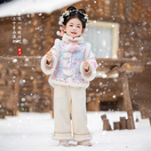 汉服女童2025冬款 女孩过年拜年服 子套装 儿童高端仙气新中式 国风裤