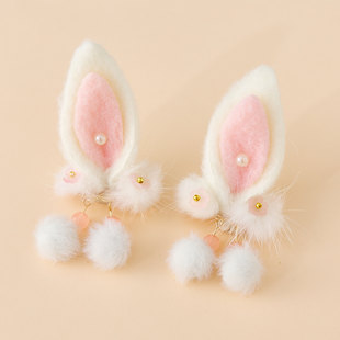 汉服女童冬款 儿童古风发饰小女孩搭配国风襦裙可爱兔耳朵毛绒头饰