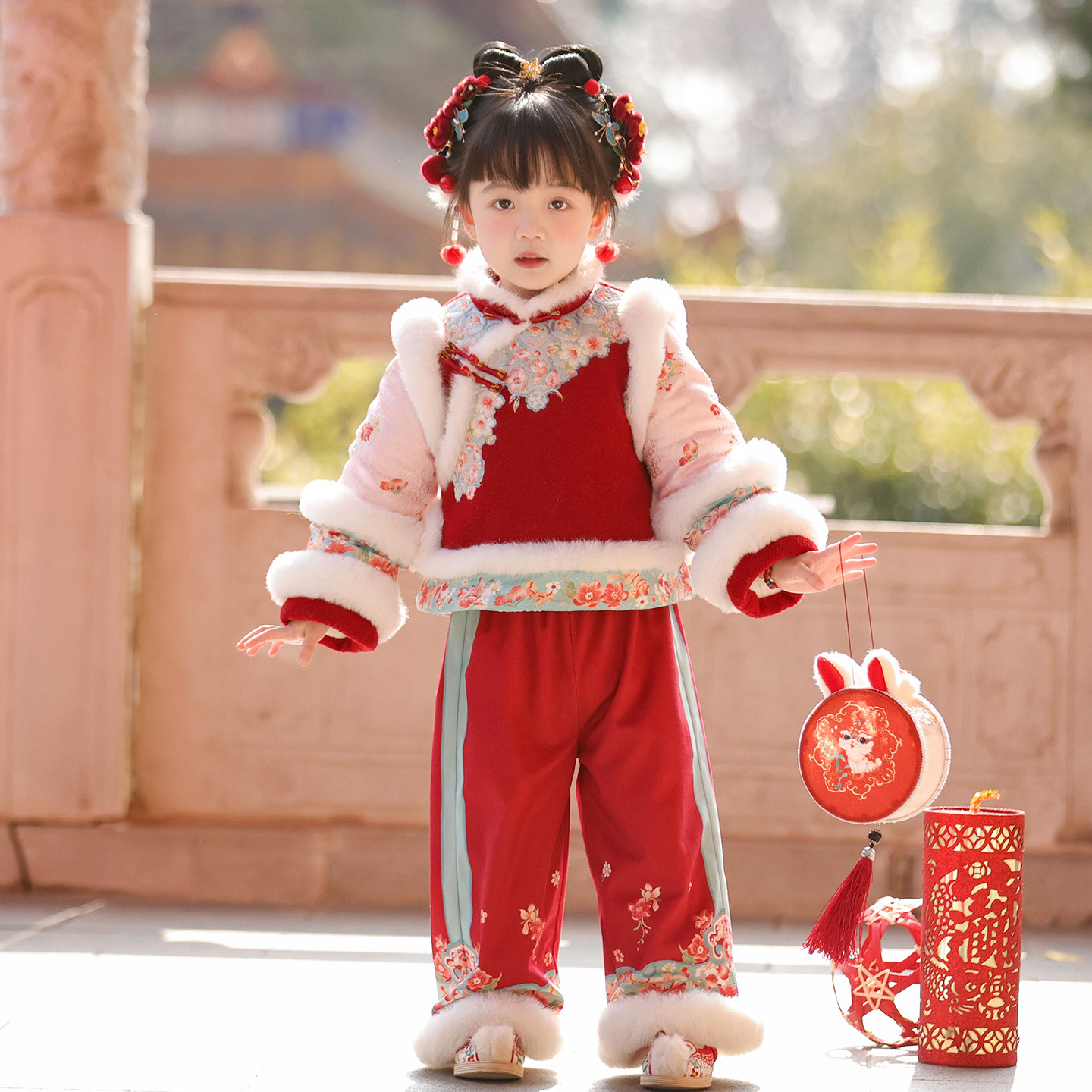 女童汉服2025冬款儿童新中式国风红色喜庆拜年服女孩加绒裤子套装,童装/婴儿装/亲子装,汉服,淘宝优惠券,粉丝福利购,淘宝优惠卷