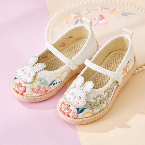 女童汉服春秋绣花鞋儿童古风汉服鞋宝宝春秋老北京布鞋防滑软底鞋