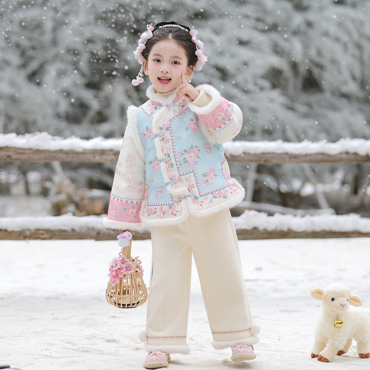 汉服女童2025冬款儿童国风新中式加绒裤子套装小女孩仙气拜年服,童装/婴儿装/亲子装,汉服,淘宝优惠券,粉丝福利购,淘宝优惠卷