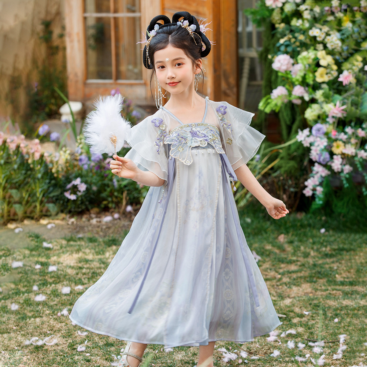 汉服女童2026夏款儿童高端仙气国风飘逸连衣裙女孩生日公主礼服裙
