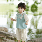 汉服男童2026夏款 表演演出服毕业服 男孩中秋古装 儿童国风裤 子套装